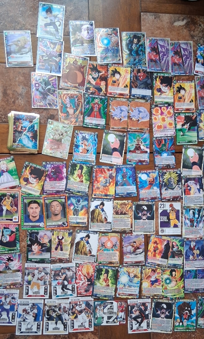 Dragon Ball Z  Cards, A Couple Football And One Basketball card.